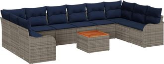 vidaXL Conjunto De Sof&aacute;s De Jard&iacute;n 11 Uds. Gris Rat&aacute;n Sint&eacute;tico Vidaxl