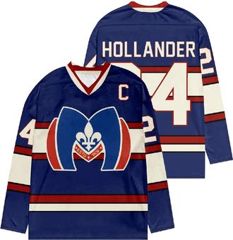 Generic Heated Rivalry Merch Shane Hollander 24 Hockey Navy Jersey - Unisex V-Neck Long Sleeve Pullover Sports Streetwear Top for TV Series Fans (24,XXS)