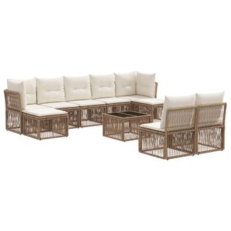 vidaXL Conjunto De Sof&aacute;s De Jard&iacute;n 10 Pcs Beige Rat&aacute;n Sint&eacute;tico Vidaxl