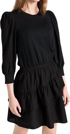 Nation Ltd Tenley Ruffled Combo Mini Dress In Jet Black