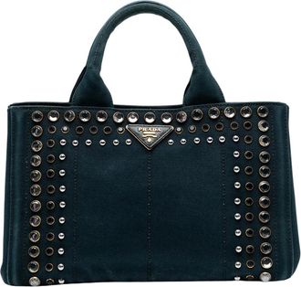 Prada Pre-owned Tote Bags, female, Blue, Size: ONE SIZE Pre-owned Embellished Top Handle Bag