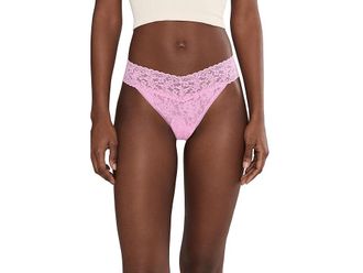 Hanky Panky Signature Lace(r) Original Rise Thong Womens Underwear Strawberry Lemonade, Nylon