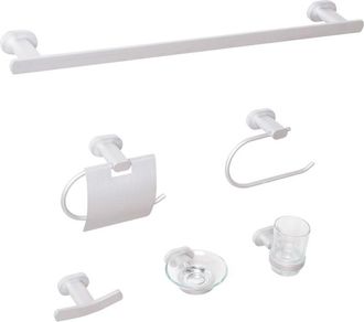 Beliani Beliani - Conjunto De 6 Accesorios De Ba&ntilde;o Moderno De Aluminio Mate Vaso Y Jabonera Incluidos Plateado Tocopilla