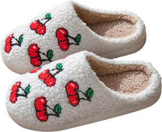 Generic Cozy Slippers for Women Fuzzy Memory Foam Cute Pattern Fruit Series Warm Bedroom Slippers Womens Non-Slip Comfort Soft Plush Slingback Slipper Winter 