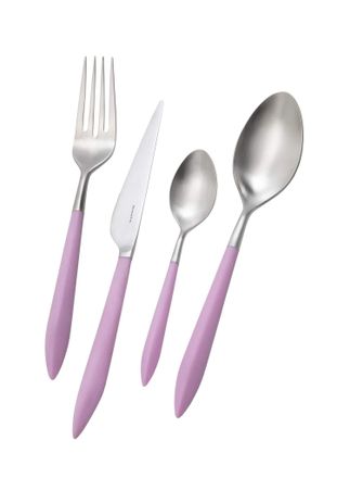 Bugatti Ares, Set Posate 24 Pezzi In Acciaio Inox 18/10 E Manico Colore Epic Pink (rosa), Set Posate 6 Persone Composto Da 6 Cucchiai, 6 Forchette, 6 Coltelli