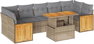 vidaXL Vidaxl - Set Sof&aacute;s Jard&iacute;n Y Cojines 8 Pzas Rat&aacute;n Sint&eacute;tico Acacia Beige