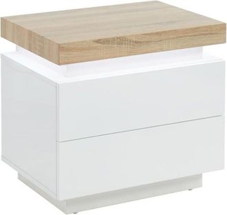 VENTE-UNIQUE.COM Mesilla de noche efecto madera color natural claro, blanco