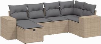 vidaXL Vidaxl - Juego De Sof&aacute;s Jard&iacute;n Con Cojines Beige Mezcla 6 Pzas Rat&aacute;n Pe