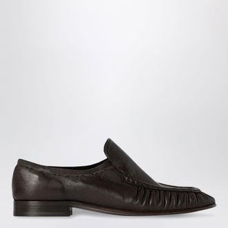 The Row Two soft nappa leather loafers in lacquer brown