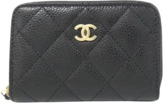 Chanel Pre-owned Wallets, female, Black, Size: ONE SIZE Pre-owned Leather Wallet