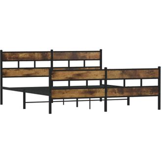 vidaXL Vidaxl - Estructura De Cama Sin Colch&oacute;n Metal Roble Ahumado 183x213 Cm
