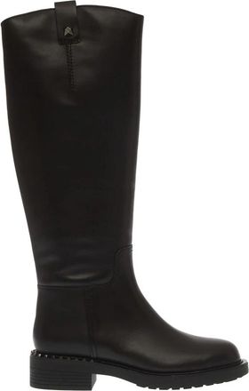 Ash Zwarte Leren Enkellaarzen met Pistoolstuds - Dames - Hoge Laarzen - Zwart - 37 EU - Leer - Schoenen