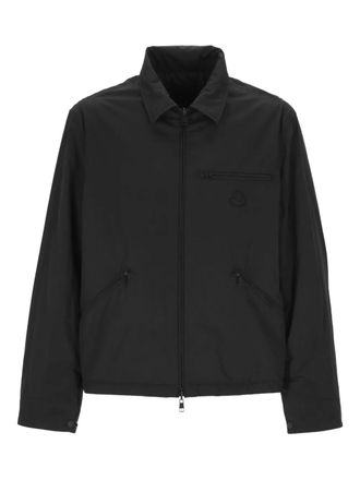Moncler logo-patch shirt jacket - men - Polyester - 2 - Black