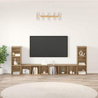 Berkfield Home TV Cabinet with Shelf with Storage 4 pcs Artisan oak Engineered wood in Brown