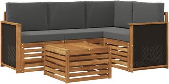 vidaXL Conjunto De Sof&aacute;s De Exterior 5 Uds. Natural Y Antracita Vidaxl