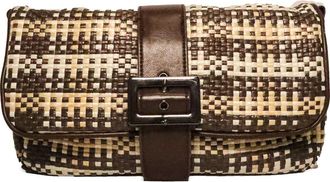 Think Royln Socialite Shoulder Bag in Espresso/Dune Plaid Raffia at Nordstrom