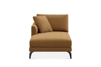 Castlery Lena Left Chaise Sofa Customized, Caramel Performance Fleece, Matte Black Legs, Spill Resistant, Removable Covers for Sofas, Castlery
