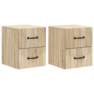 vidaXL Mesita De Noche De Pared 2 Pcs Roble Sonoma 34,5 X 33 X 40 Cm Vidaxl