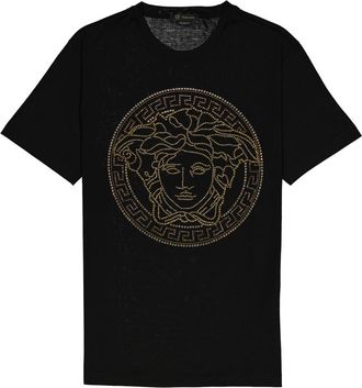 Versace Medusa Logo Crystal-embellished T-shirt, Size Medium