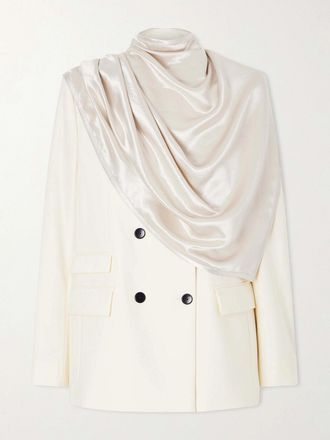 Maria McManus Blazer Doppiopetto In Misto Lana Con Foulard - Avorio
