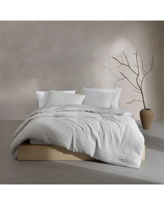 Calvin Klein Washed Texture Solid Cotton Jacquard Duvet Cover Set