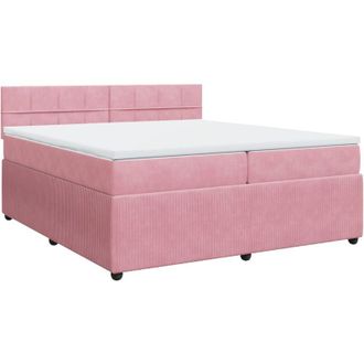 vidaXL Cama Box Spring Con Colch&oacute;n Terciopelo Rosa 200x200 Cm Vidaxl