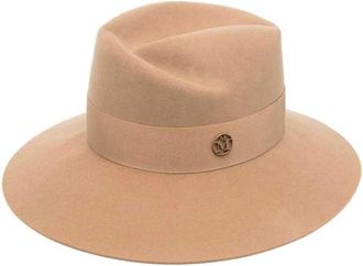 Maison Michel Kameelbruine wollen vilten lintenhoed - Dames - Hoeden - Beige - M - Wol - Accessoires