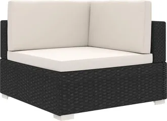vidaXL Poltrona Modulare Ad Angolo 1 Pz Con Cuscini In Polyrattan Nero - Vidaxl