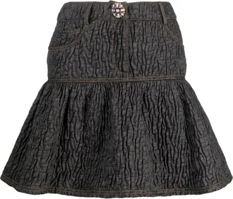 Moschino peplum-hem quilted skirt - women - Elastane/Polyester/Cotton/Cotton/Cupro - 40 - Grey