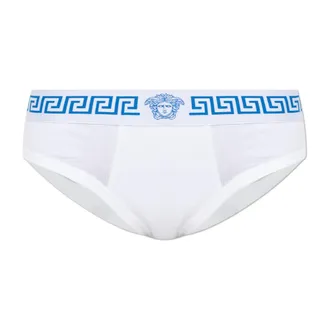 Versace Bottoms, female, White, Size: 2XL Ribbed Cotton-Jersey Briefs
