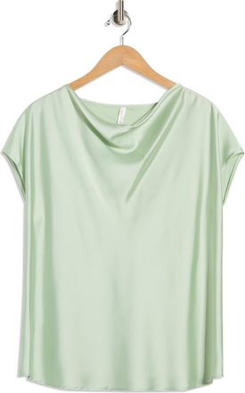 Renee C Cowl Neck Short Sleeve Satin Top in Pistachio at Nordstrom Rack, Size 1X