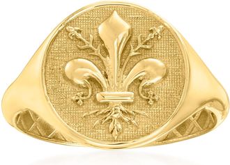 Ross-Simons Italian 14kt Yellow Gold Fleur-De-Lis Signet Ring