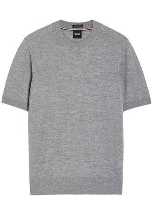 BOSS Boss Fine-knit Wool T-shirt - Light Grey - Xxl