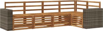 vidaXL Conjunto De Sof&aacute;s De Exterior 5 Uds. Natural Poli&eacute;ster Vidaxl