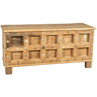 Biscottini International Cassapanca Baule con Seduta in Legno Contenitore Cesto Antico da Ingresso