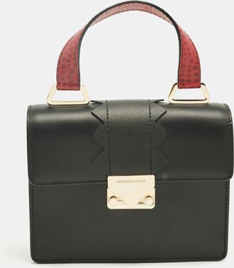 Emporio Armani Black/red Faux Leather Flap Top Handle Bag