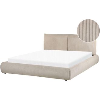 Beliani Cama Moderna Tapizada Pana 160 X 200 Cm De Listones Gris Pardo Vinay
