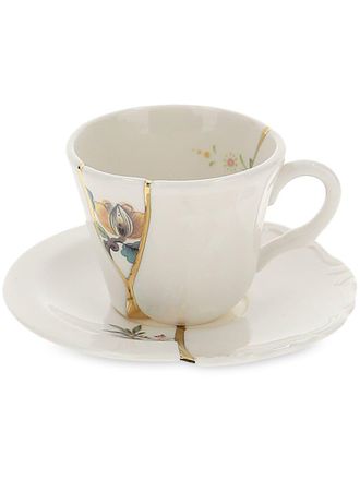 Seletti crack detail coffee cup - unisex - Gold/Porcelain - OS - White