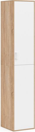 IDMarket Sylvia 180 Cm Bianco E Legno Mobile Multifunzionale Per Ufficio 1 Anta 3 Ripiani