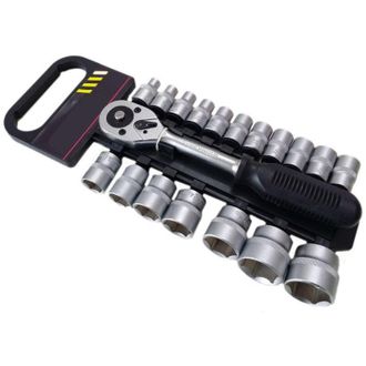 Trade Shop Trade Shop - Serie Chiave A Cricchetto Reversibile 1/2 Kit Da 19pz Con Bussole Esagonali