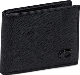 Coach Slim Billfold in Cross Grain Leather Mens Wallet Handbags Black