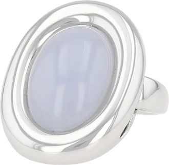 Poiray Anello Indrani in oro bianco con calcedonio anni 2020 - Argento