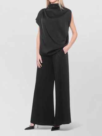 Fabiana Filippi asymmetric viscose blouse draped jewel shoulder