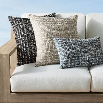 Frontgate Channel Indoor/Outdoor Pillow by Elaine Smith - Beige, 12 x 20 Lumbar Beige - Frontgate