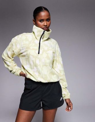 The North Face Mountain Athletics - Pile con stampa gialla con zip corta-Giallo