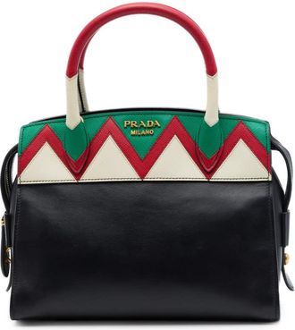 Prada Pre-owned Prada Small Saffiano Trimmed City Calf Greca Esplanade Satchel Ladies K95PJBPETDJXCECT