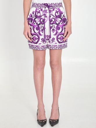 Dolce & Gabbana Womens Maiolica Shorts - White Silk - Size EU 40 (Womens)