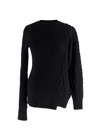 sacai Black Patchwork Asymmetric Knit Jumper Size XS