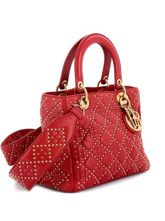 Dior Supple Lady Dior Bag Cannage Studded Lambskin Medium satchel - Rood