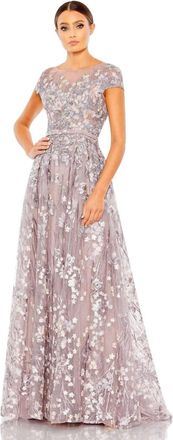 Mac Duggal Short Sleeve Dress In Lilac